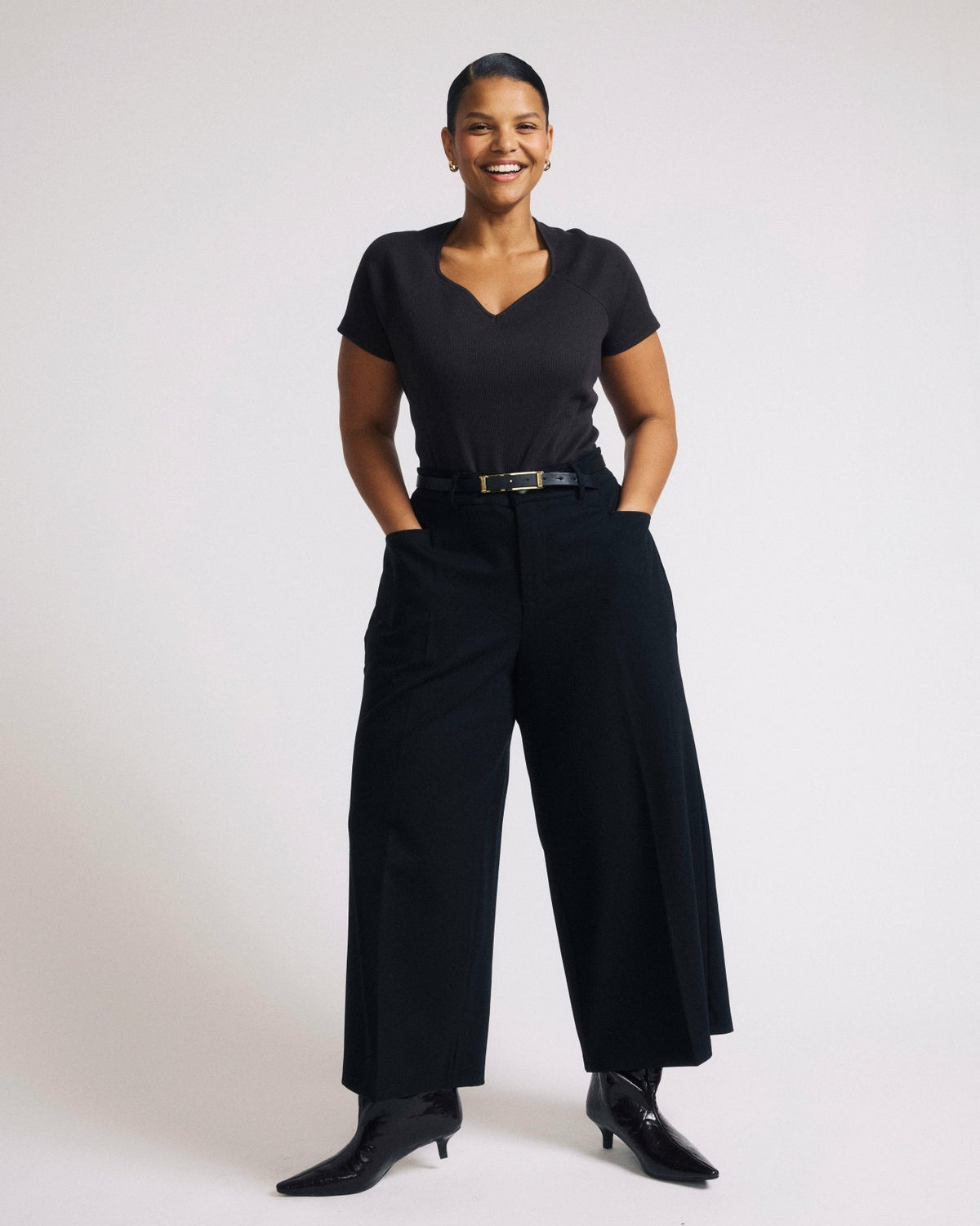 Cropped Wide Leg Ponte Pants - Black | Universal Standard