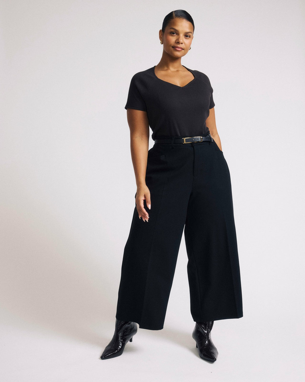 Cropped Wide Leg Ponte Pants - Black | Universal Standard