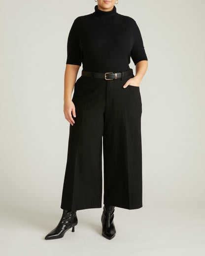 Cropped Wide Leg Ponte Pants - Black | Universal Standard