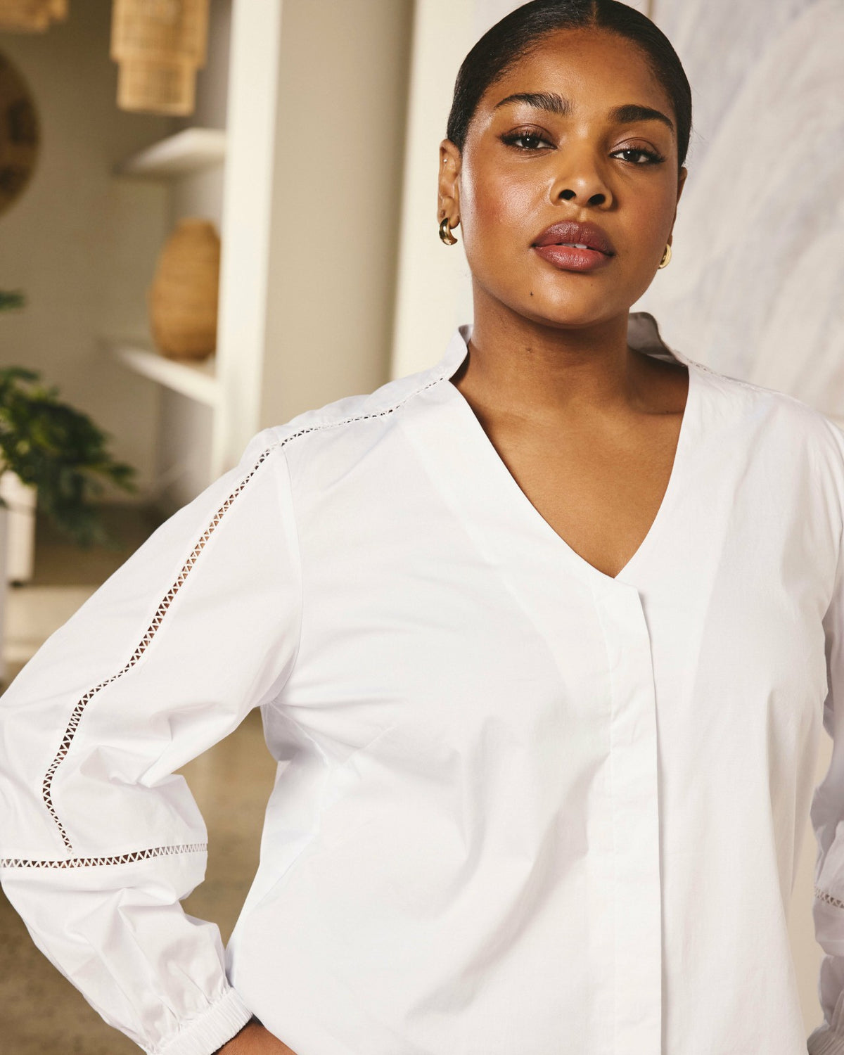 Saint-Honore Poplin Blouse - White | Universal Standard