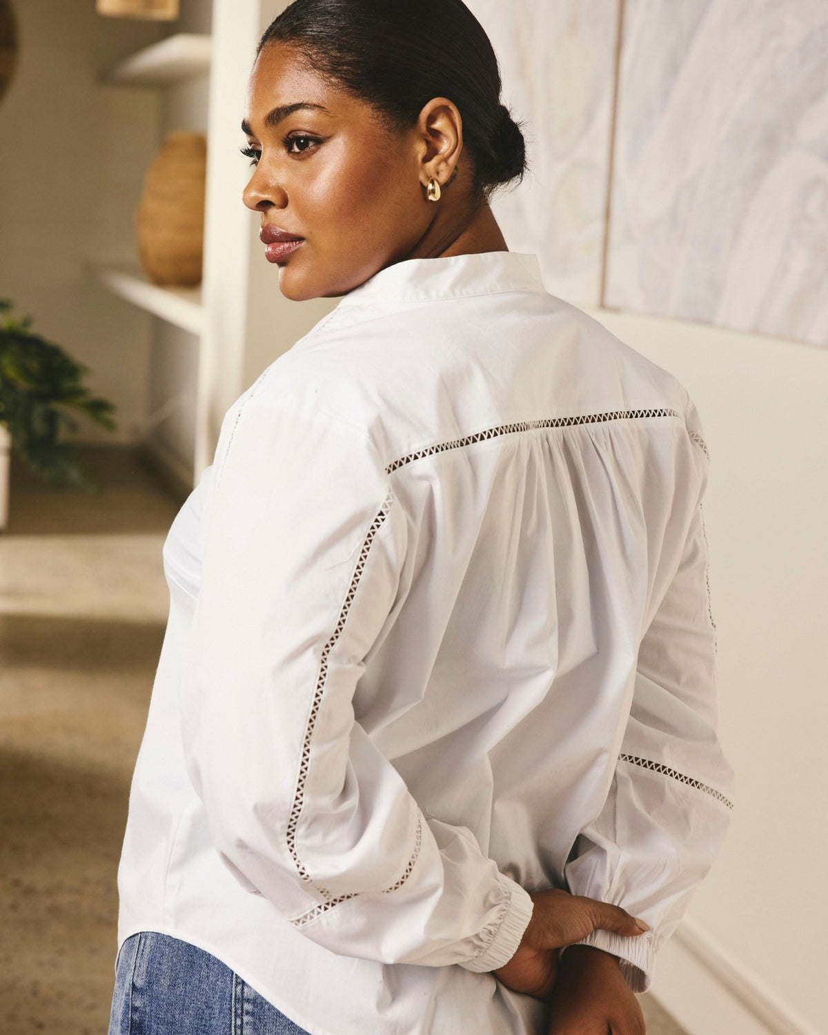 Saint-Honore Poplin Blouse - White | Universal Standard