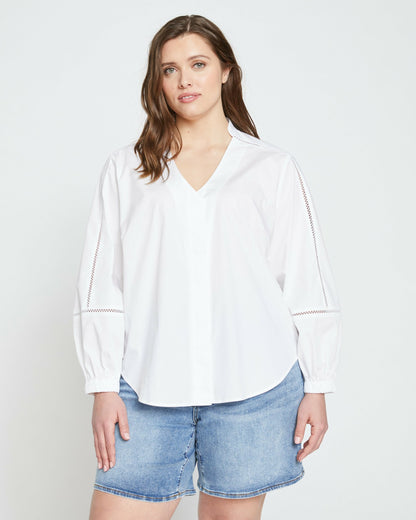 Saint-Honore Poplin Blouse - White | Universal Standard