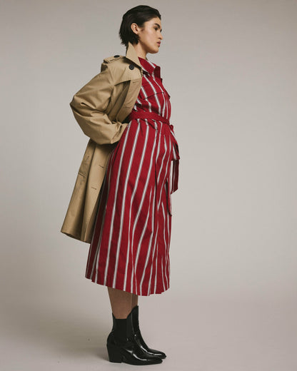 Odeon Stretch Poplin Shirtdress - Red/Black/White Stripe | Universal Standard