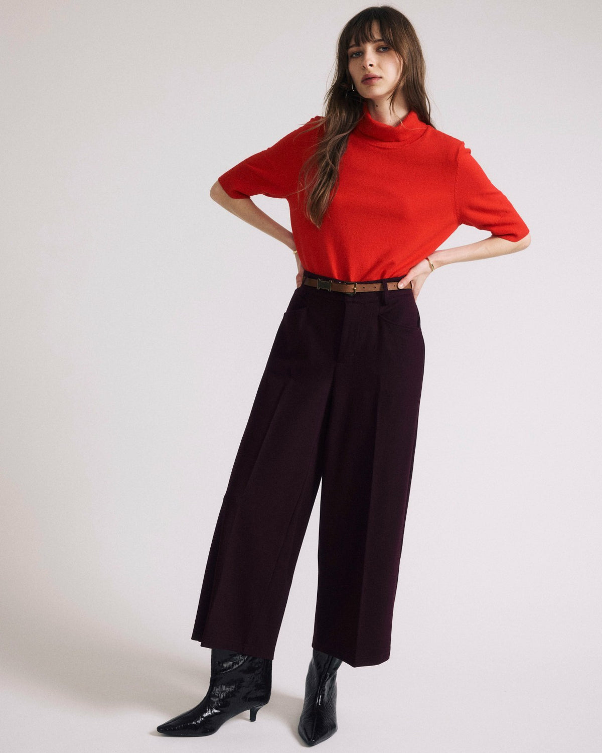 Cropped Wide Leg Ponte Pants - Black Cherry | Universal Standard