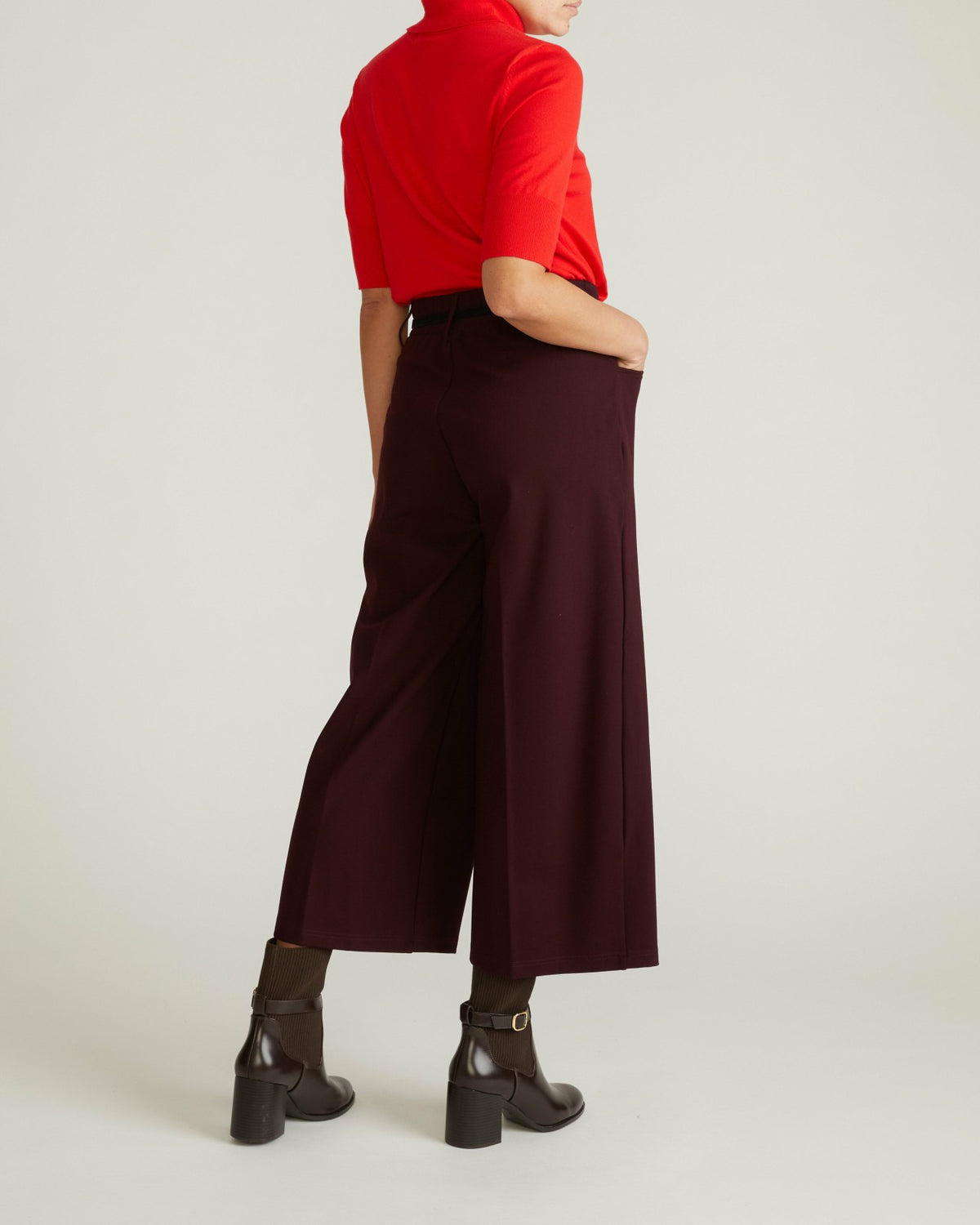 Cropped Wide Leg Ponte Pants - Black Cherry | Universal Standard