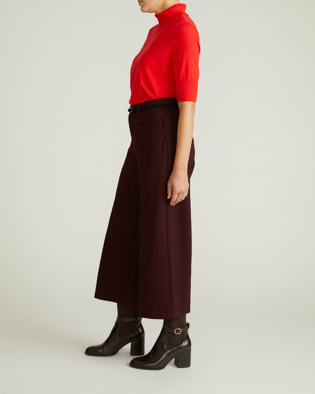 Cropped Wide Leg Ponte Pants - Black Cherry | Universal Standard