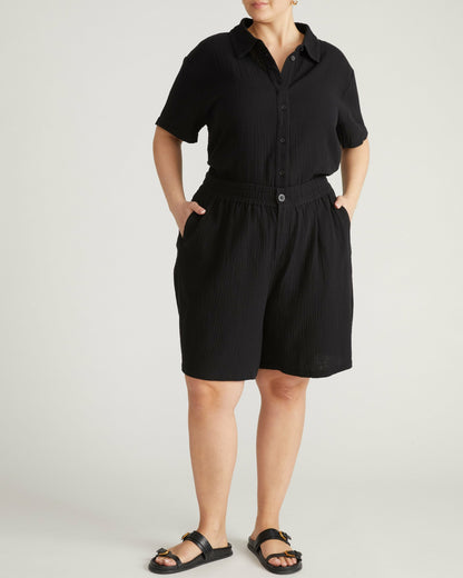 Luxe Cotton Gauze Beach Shirt - Black | Universal Standard
