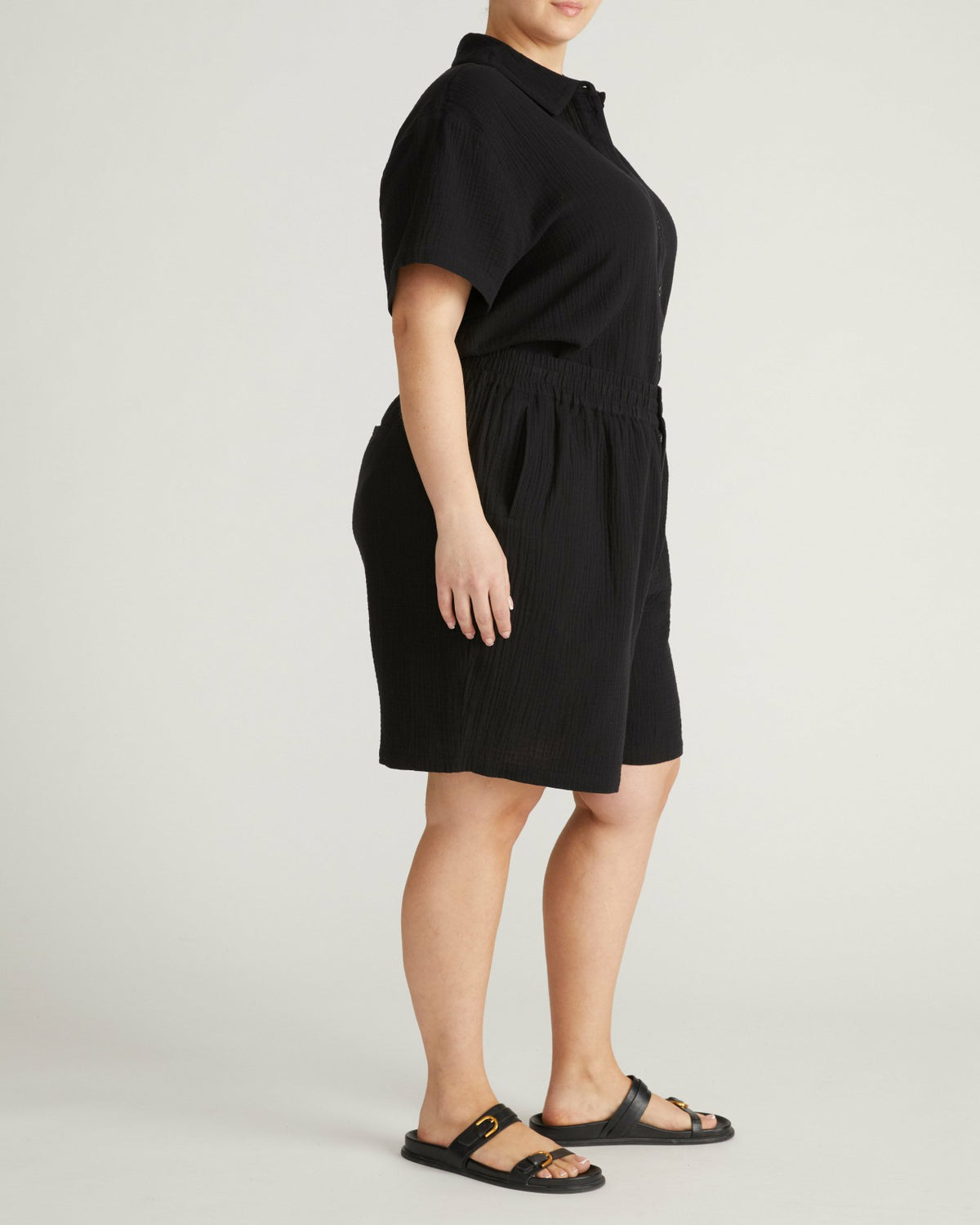 Luxe Cotton Gauze Beach Shirt - Black | Universal Standard