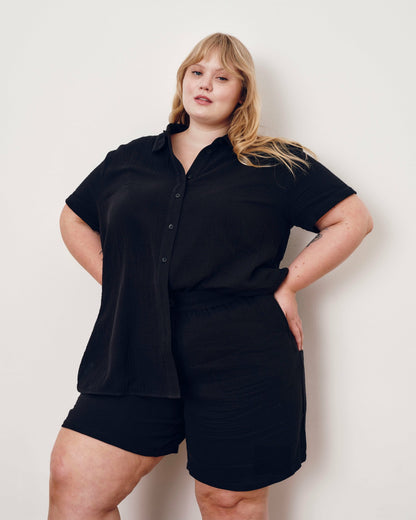 Luxe Cotton Gauze Beach Short - Black | Universal Standard