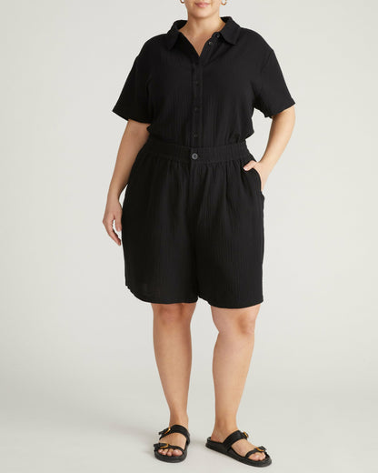 Luxe Cotton Gauze Beach Short - Black | Universal Standard