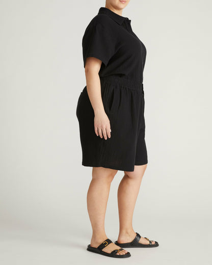 Luxe Cotton Gauze Beach Short - Black | Universal Standard