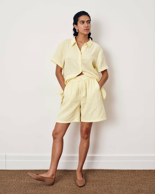 Luxe Cotton Gauze Beach Short - Pale Daffodil | Universal Standard