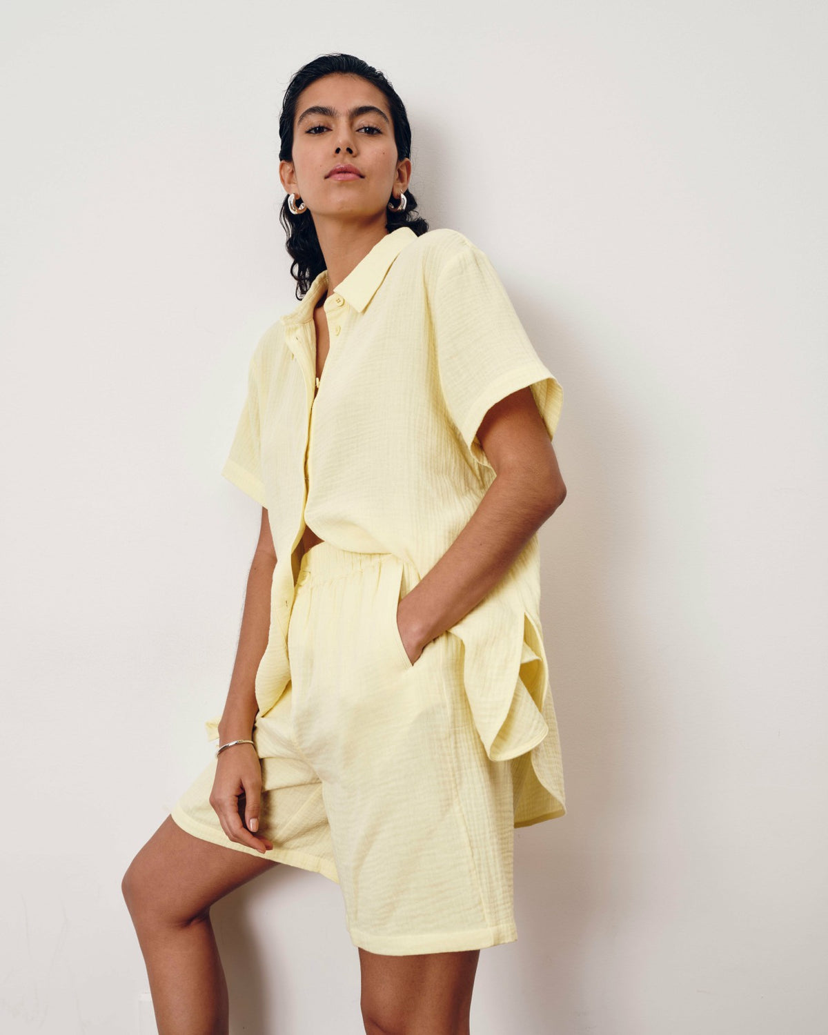Luxe Cotton Gauze Beach Short - Pale Daffodil | Universal Standard