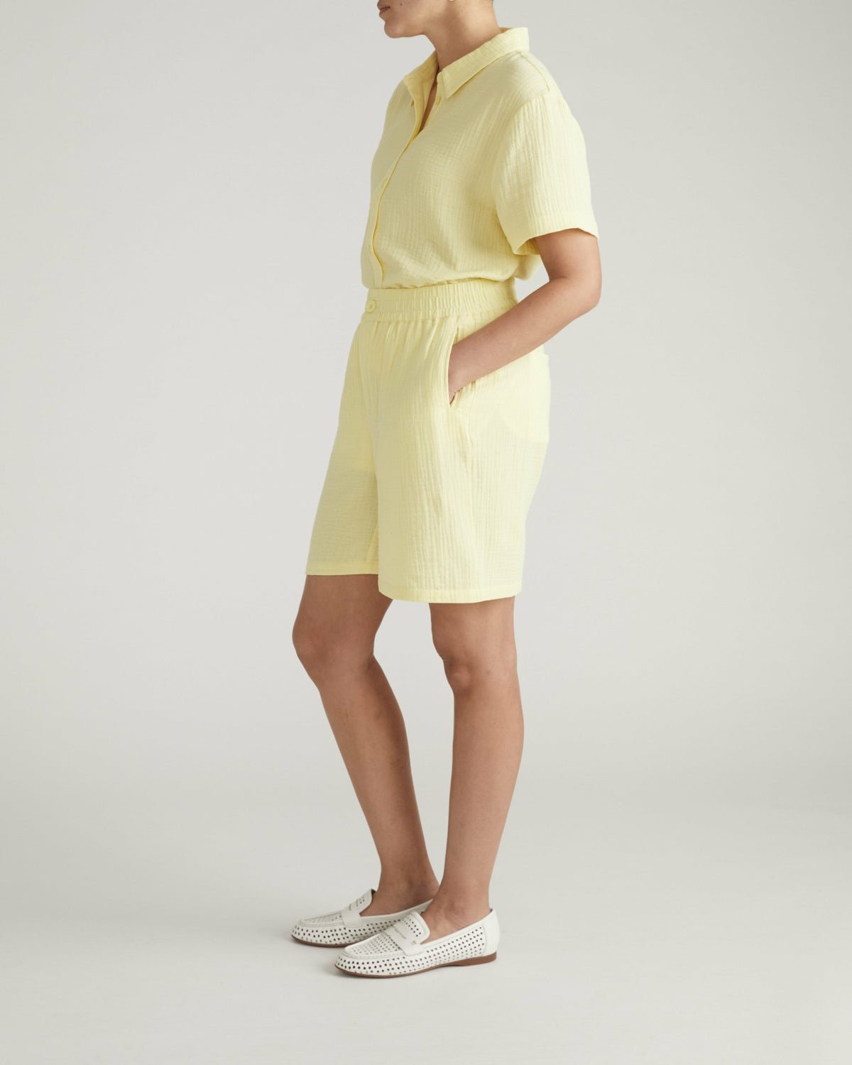 Luxe Cotton Gauze Beach Short - Pale Daffodil | Universal Standard
