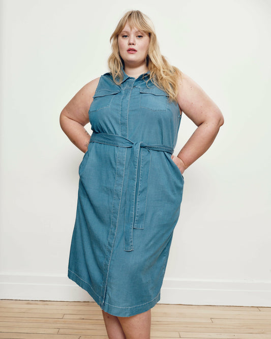 Perfect Tencel Chambray Sleeveless Savannah Shirtdress - Cove Blue | Universal Standard