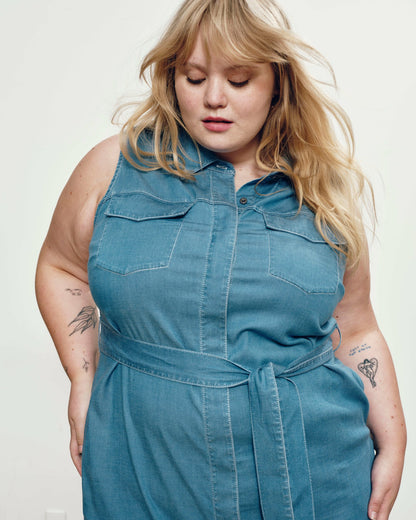 Perfect Tencel Chambray Sleeveless Savannah Shirtdress - Cove Blue | Universal Standard