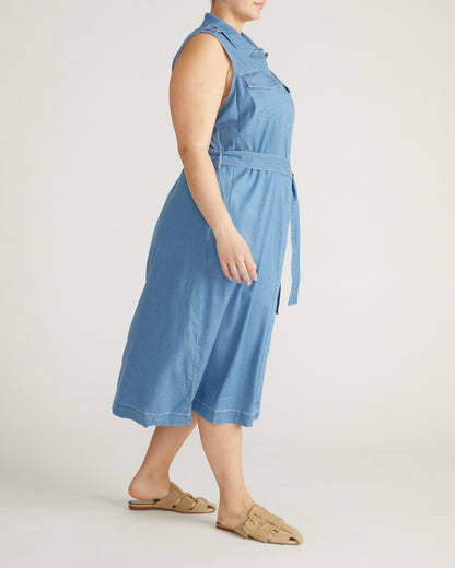 Perfect Tencel Chambray Sleeveless Savannah Shirtdress - Cove Blue | Universal Standard