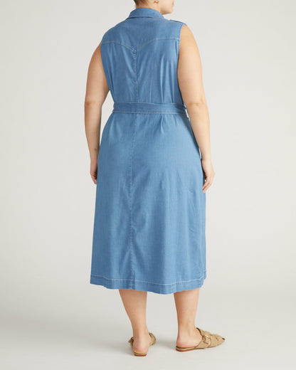 Perfect Tencel Chambray Sleeveless Savannah Shirtdress - Cove Blue | Universal Standard