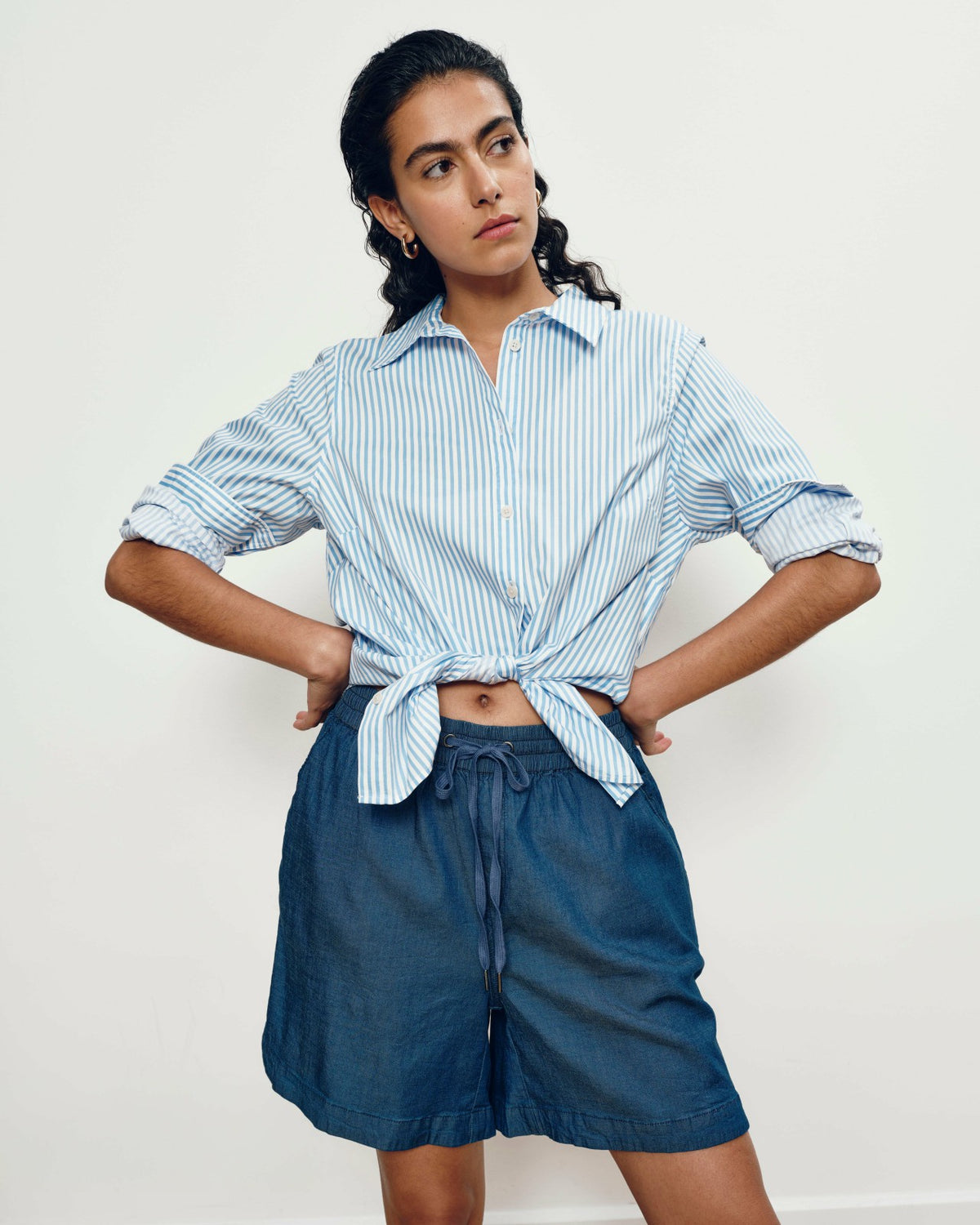 Perfect Tencel Chambray Shorts - Midnight Blue | Universal Standard