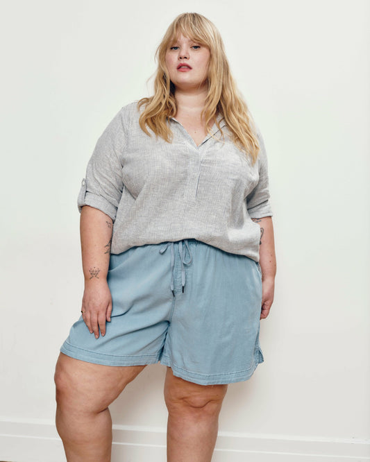 Perfect Tencel Chambray Shorts - Morning Blue | Universal Standard