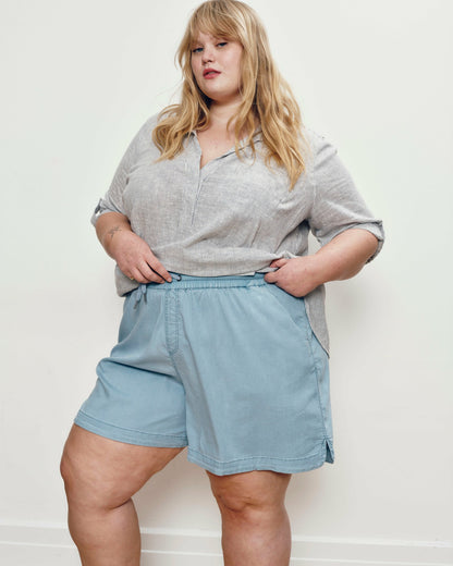 Perfect Tencel Chambray Shorts - Morning Blue | Universal Standard