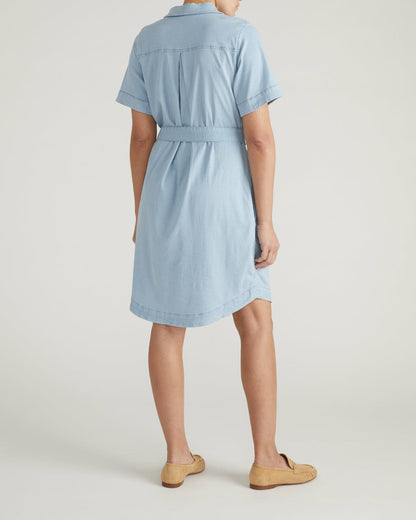 Perfect Tencel Chambray Short Sleeve Shirtdress - Morning Blue | Universal Standard