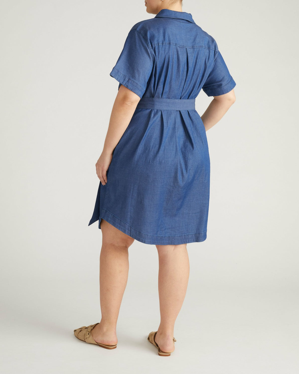 Perfect Tencel Chambray Short Sleeve Shirtdress - Midnight Blue | Universal Standard