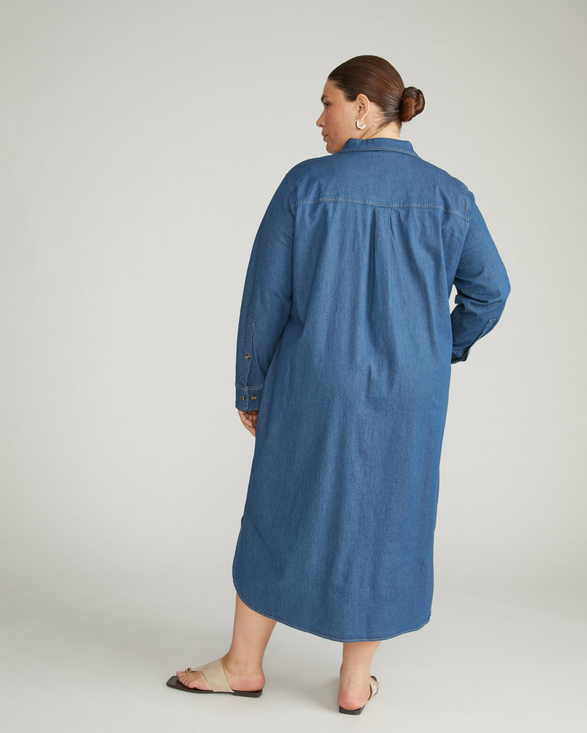 Odeon Stretch Cotton Chambray Shirtdress - Orion Blue | Universal Standard