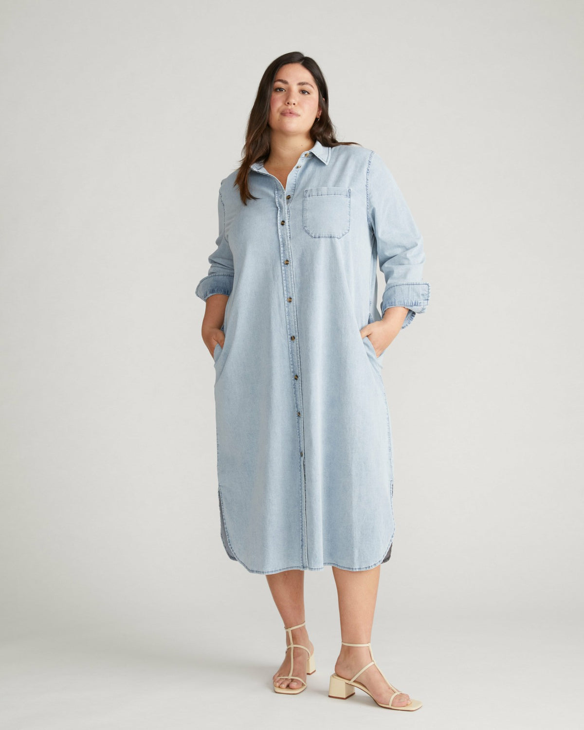 Odeon Stretch Cotton Chambray Shirtdress - Heritage Blue | Universal Standard
