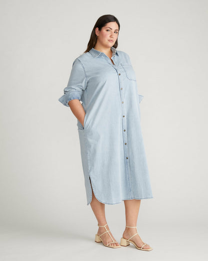 Odeon Stretch Cotton Chambray Shirtdress - Heritage Blue | Universal Standard