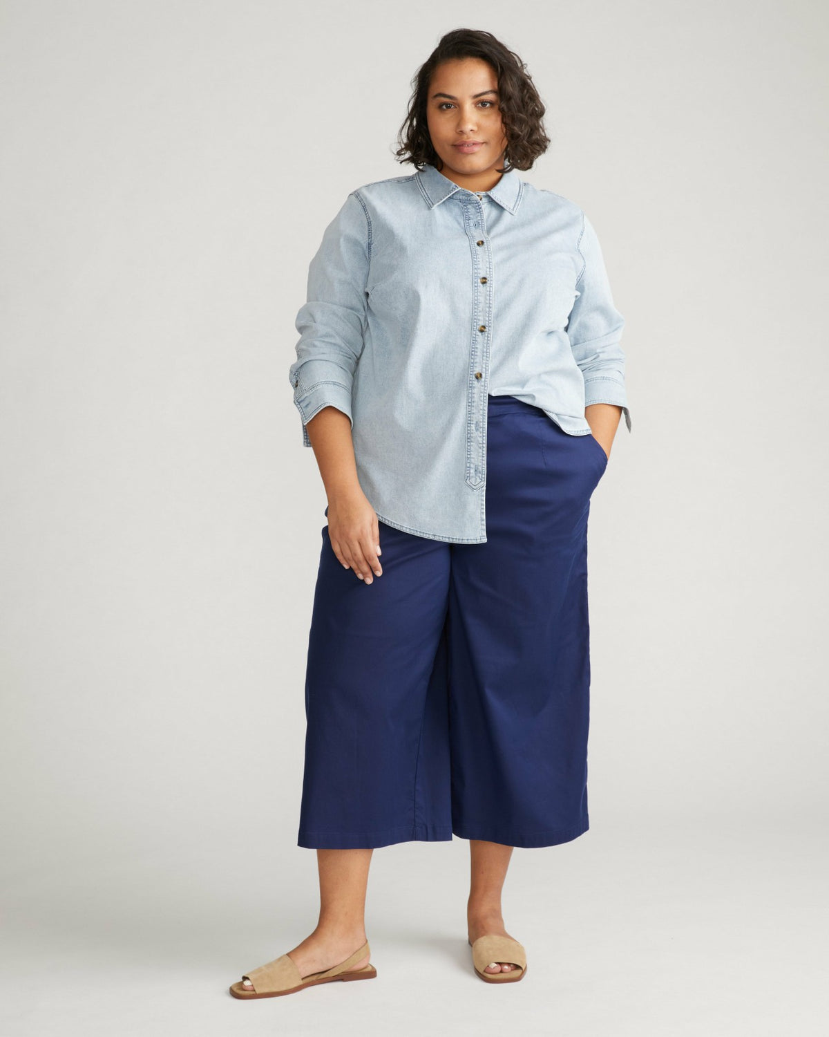 Minimalist Stretch Cotton Chambray Shirt - Heritage Blue | Universal Standard