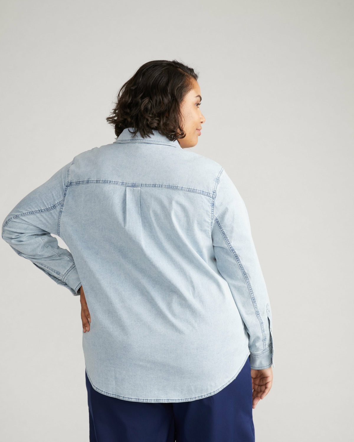 Minimalist Stretch Cotton Chambray Shirt - Heritage Blue | Universal Standard