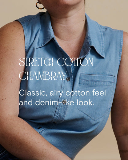 Minimalist Stretch Cotton Chambray Shirt - Heritage Blue | Universal Standard
