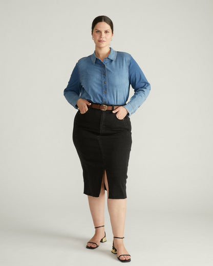 Minimalist Stretch Cotton Chambray Shirt - Vintage Indigo | Universal Standard