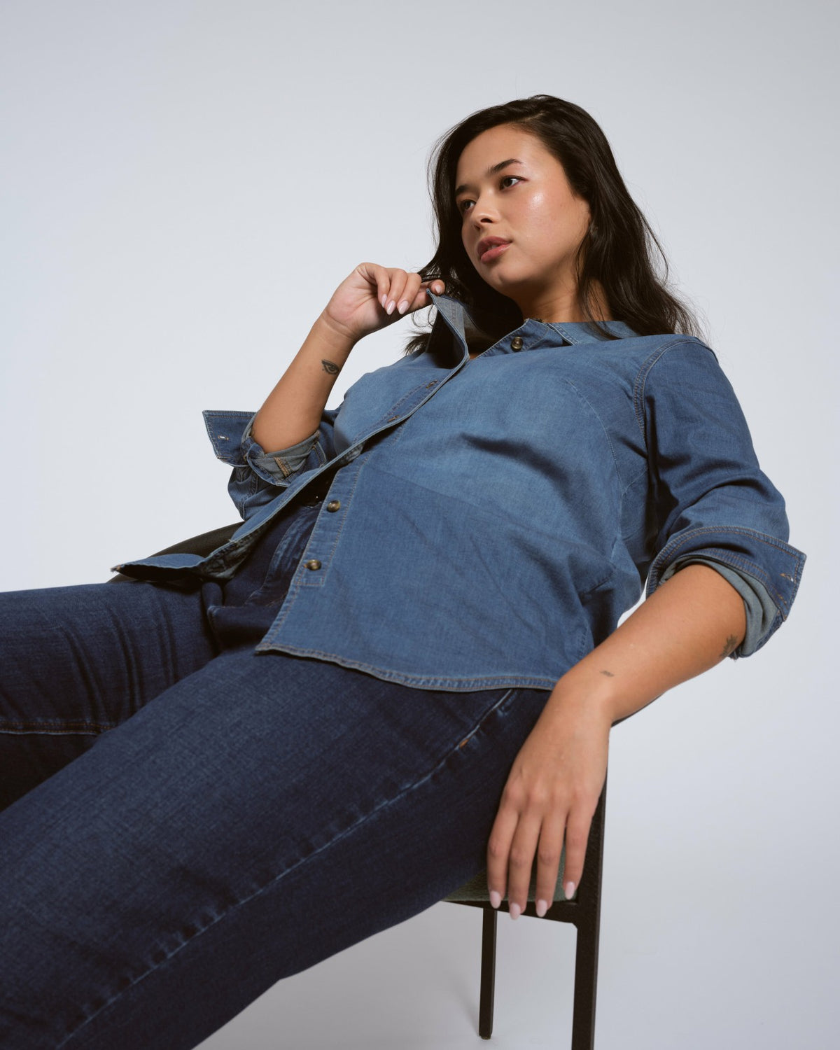 Minimalist Stretch Cotton Chambray Shirt - Vintage Indigo | Universal Standard