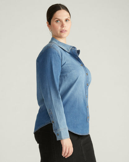 Minimalist Stretch Cotton Chambray Shirt - Vintage Indigo | Universal Standard