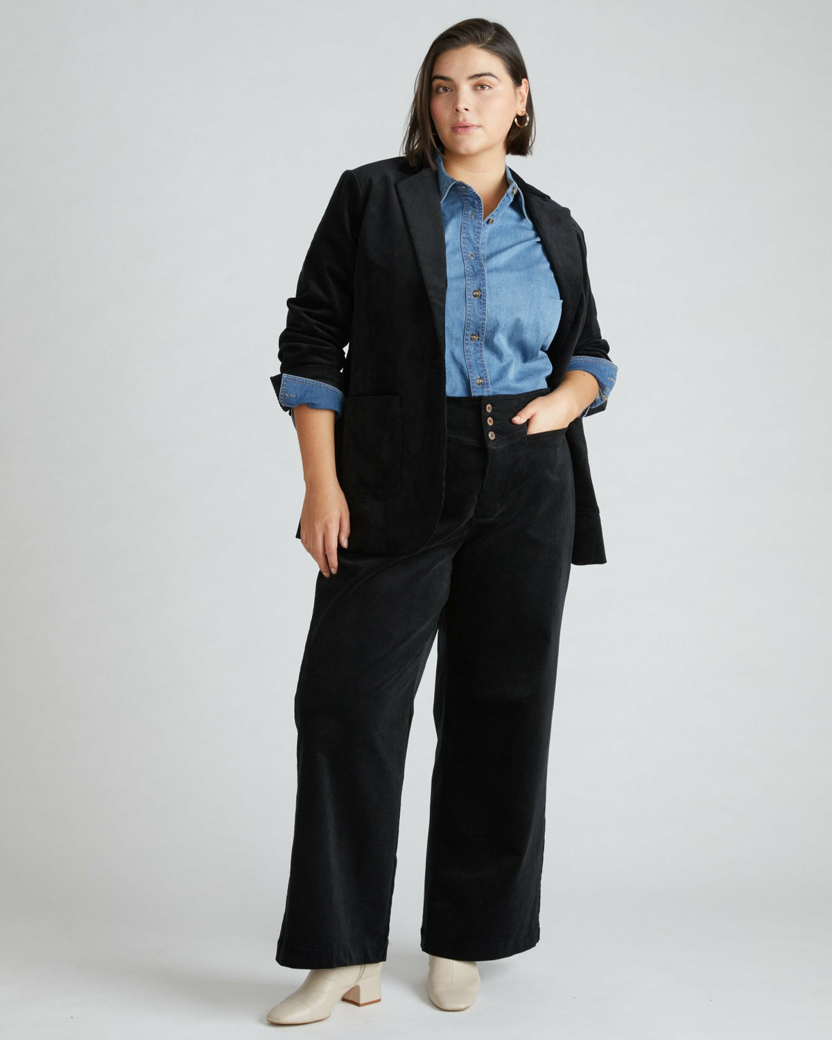 Minimalist Stretch Cotton Chambray Shirt - Vintage Indigo | Universal Standard