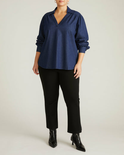 Maisie Cotton Chambray Blouse - Dark Indigo | Universal Standard