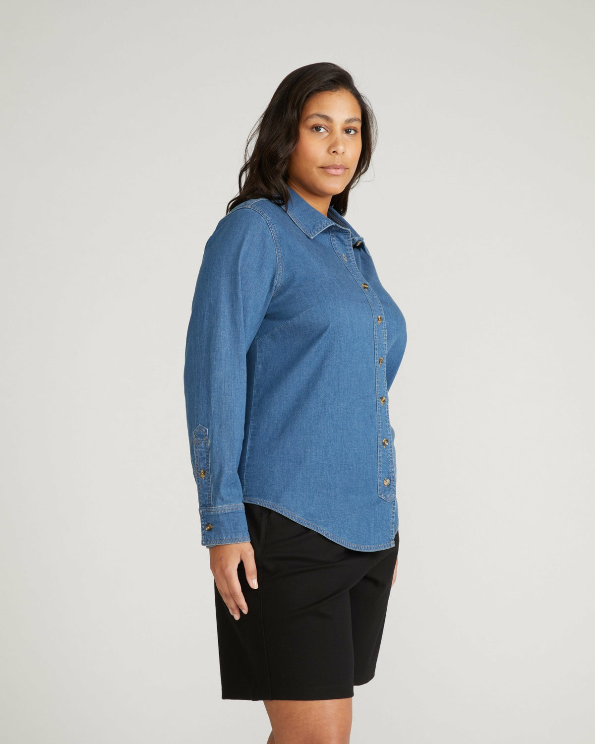 Minimalist Stretch Cotton Chambray Shirt - Orion Blue | Universal Standard