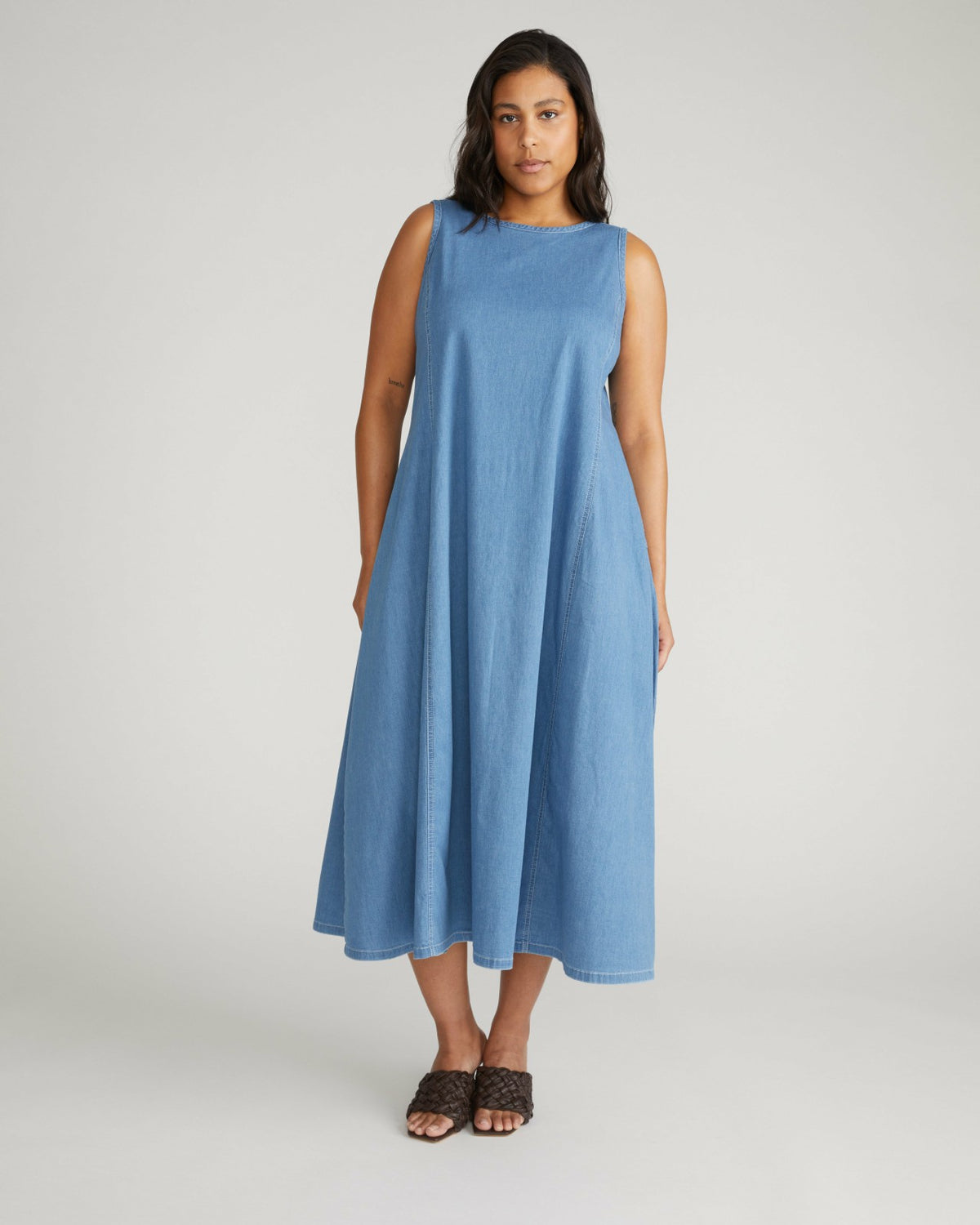 Kendra Cotton Chambray Tank Dress - Cove Blue | Universal Standard