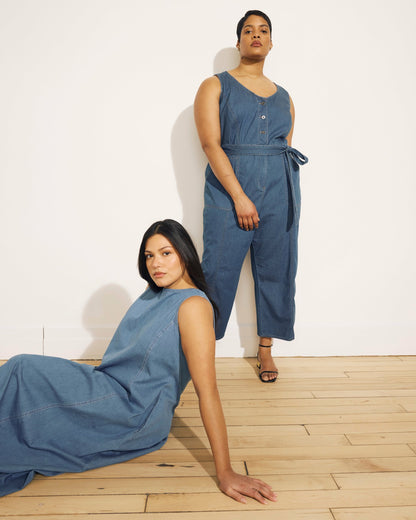 Kendra Cotton Chambray Tank Dress - Cove Blue | Universal Standard