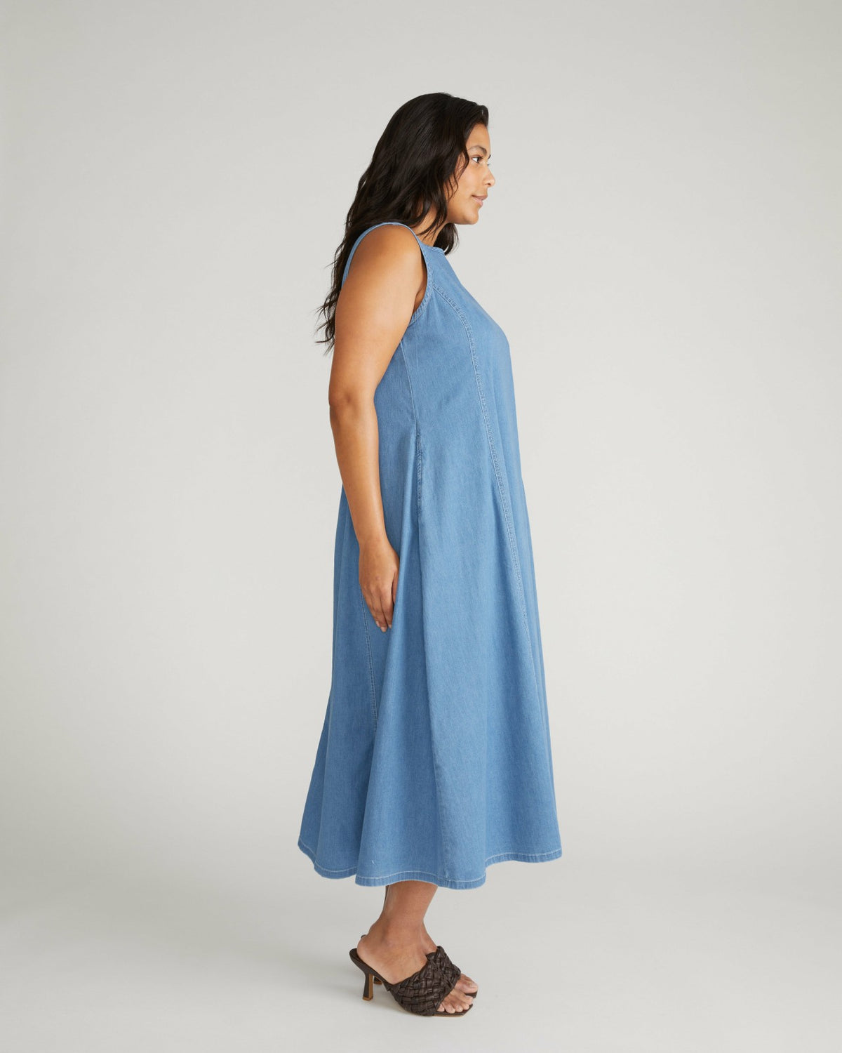 Kendra Cotton Chambray Tank Dress - Cove Blue | Universal Standard