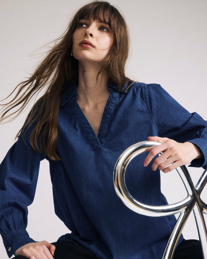 Maisie Cotton Chambray Blouse - Vintage Indigo | Universal Standard