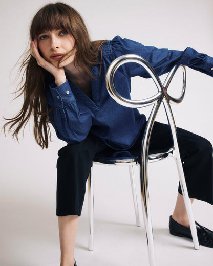 Maisie Cotton Chambray Blouse - Vintage Indigo | Universal Standard