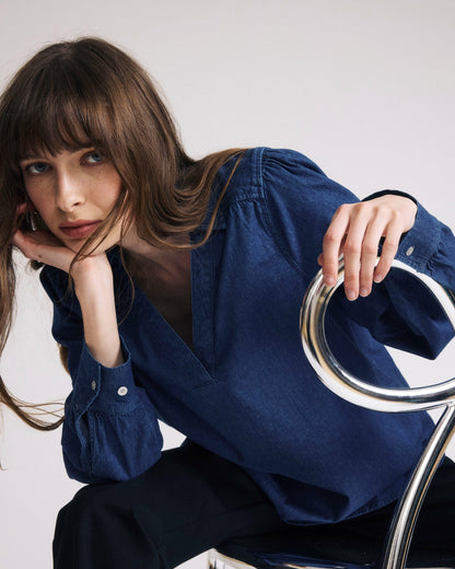 Maisie Cotton Chambray Blouse - Vintage Indigo | Universal Standard