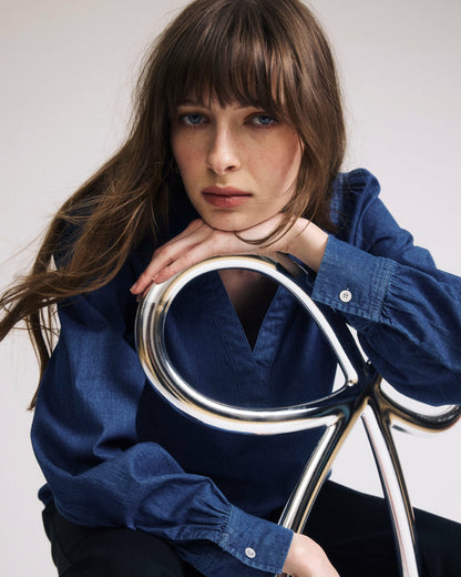 Maisie Cotton Chambray Blouse - Vintage Indigo | Universal Standard