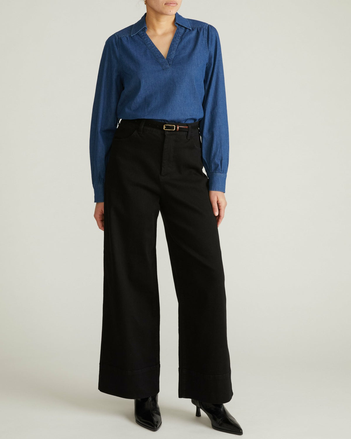 Maisie Cotton Chambray Blouse - Vintage Indigo | Universal Standard
