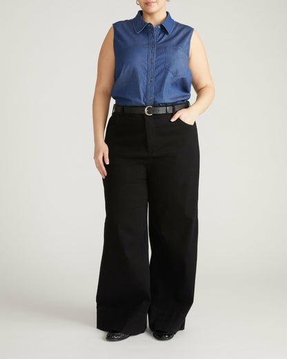 Perfect Tencel Chambray Sleeveless Shirt - Midnight Blue | Universal Standard