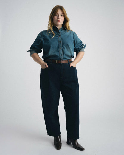 Minimalist Stretch Cotton Chambray Shirt - Union City Blue | Universal Standard