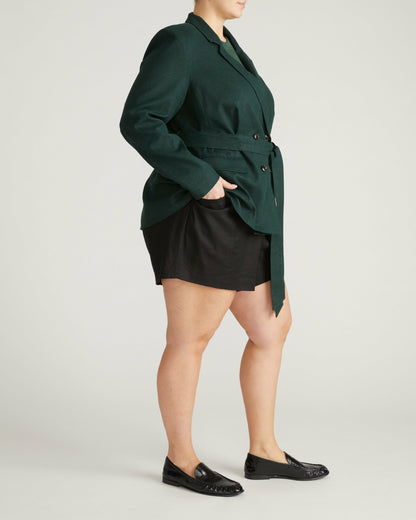Belted Double Breasted Linen Blend Blazer - Forest Green | Universal Standard